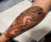 Golden dragon by Bill Harrington @ Anchor Tattoo Company, New Brunswick NJ from tamil anchor girija sr