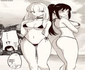 Asuka and Fuuka. Micro bikini at the beach (Google translation) from asuka and shinji hentai