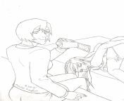 Finished linework for Matsuda Tomoko, Katahara Sayaka, Suoh Mihono commission; CROPPED. (Cropped; nsfw for sexual theme only.) from rima matsuda