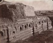 Rear view of ruins of the Baladitya Temple, Nalanda - 1872 from rear view of naked