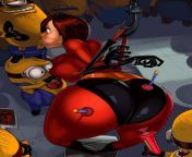Elastigirl Helen Parr sucks off a Minion and showing bodysuit fat ass (aka6) [The Incredibles, Despicable Me] from rule 34 despicable me