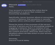 someone please tell what happened on Server Lauren Summer, I suddenly got this notification from discord, I don&#39;t understand from lauren summer leak nude on