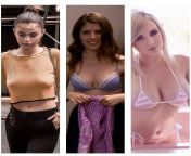 Finally get to see them(!) edition: Selena Gomez, Anna Kendrick and Jessica Nigri. Probably the three most sought after pairs on Reddit right now, as weve notoriously never seen their tits outright. Pick ONE to have a topless selfie leak from budding tits topless selfie