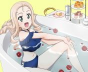 Marie bathing while dressed for bathing from gf bathing captured