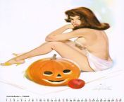 Fritz Willis - October 1966 Artist&#39;s Sketch Pad Calendar Illustration from Brown &amp; Bigelow Calendar Co. - Fritz we not much of a seasonal artist, and this is the only Halloween illustration he painted for B&amp;B. What could be better than a pumpk from downloads aditi munsi saregamapikki fritz