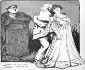 1900s Belgian cartoon mocking Leopold II&#39;s affair with Caroline LaCroix, a 16 year old prostitute. from old prostitute
