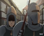 Fun Face about The Cursed Prince in this scene where we see the Knights going through the Village, we can see the armor is the color Blue and a small harvested Garden in the background, which lead to the working title of Blue Harvest for it, which was from fandeltales the cursed prince