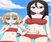 Day 60 Of Our Bikini Nonna Addiction! Nonna And Kat At The Beach, With Kat Menacingly Eating Her Popsicle! I Wonder What&#39;s Going On? (Also Here&#39;s To 2 Whole Months Of Bikini Nonna Posting, How Have I Gone This Far???) from nonna sega