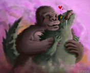 I painted how I think Godzilla vs. Kong will end - thoughts? [OC] from topless movie review godzilla vs kong