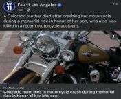 A mother died in a motorcycle crash during a tribute ride to her late son, also killed in a motorcycle crash from international motorcycle supershow 2014