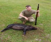 frist time hunting ever! only had to wait 45 minutes to an hour for the hogs to appear. 300 meters on iron sights with my first round. so proud of that shot! from xxx com frist time