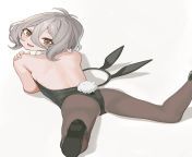 Kokkoro laying on her stomach in a bunny suit from laying on her stomach getting fucked
