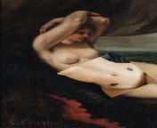 me + nude reclining by the sea (Courbet 1868) from david hamilton nude reclining girl