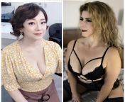[2] Asian milf vs white milf, two big boobs milf from big boobs milf exposed by cuckold husband