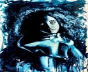 Nude in blue, me, oil on canvas, 2021 from bhanupriya saree nude in blue sare