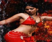 Anushka Shetty wet navel in red blouse amd skirt from facebook navel in