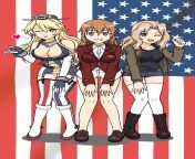 &#34;Battle Hymn of the Republic&#34; by Hoshino Banchou featuring Charlotte and her land and sea reinforcements: Kay (Girls und Panzer) and USS Iowa (Kantai Collection) from kala black land and katrina kay xxx pant reshma sex