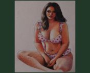 Indian Girl in Bikini, colour pencil on paper, Purnendu Das, 2023 from indian girl in bikini real video sex sw