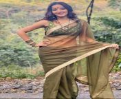 Mona Lisa in transparent green saree from radhika bhabhi new cam show in transparent green saree