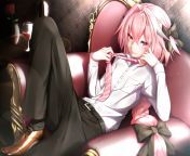 [Yaoi] [Trap?] [Implied Sex] [Teasing] [Business suit] [Astolfo] [Femboy Dom?] from thicc astolfo femboy gets barebacked amp creampied