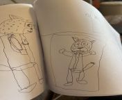Is that a tail, son? My son drawing comics LoL from analw son