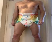 The Large were going cheap at dotty diaper so thought I would try them. Very oversized and impossible to hide! But good noise and absorbency. Wore them under work jeans and was constantly paranoid of being seen. At least 3-4 inches of waistband on show! from kerala kuli seen at river
