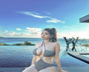 Big tits girl in sexy bikini by swimming pool from mallu big tits girl