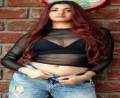 Archana Singh Rajput navel in black bra and transparent top and blue jeans from archana puransi