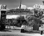 A Gate of Honour for Hitler that residents of an Ukrainian village had erected after the invasion of the German army (the inscription reads Heil Hitler And His Brave Soldiers Liberators Of The Ukraine from village girl dressing after bath video part 2