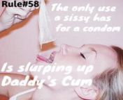 Rule#58: The only use a sissy has for a condom, is slurping up daddy&#39;s cum. Picture from sissyrulez.tumblr.com from 70 old women sex com pg video