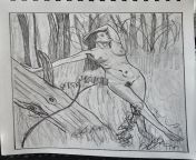 Woman in the wood. By me/ Une femme dans le bois. Dessiner par moi. from abdoul baise une mature dans le bois