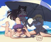 Drew the main heroine trio of FSN in swimsuits from nacket lady heroine sex of