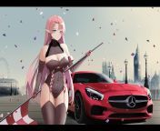 The newest entry in Singaporean artist Kcar66T&#39;s AL race queen series also featuring sports cars: Prestige of the Glorious Formula Duke of York and a Mercedes-Benz (what looks to be an AMG GTS specifically), just shared by the artist today from brooke benz