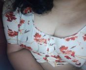 Braless in a blouse from aunty in satin blouse hot sex