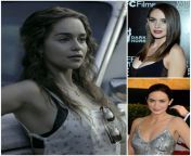 Would you rather... (1) Cowgirl anal with Alison brie while Emily Blunt sits on your face while you eat her pussy till she sqprit on your face, OR, (2) Rough doggystyle anal with Emilia Clarke with deep creampie? from bain anal with