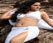 Rachana Maurya Navel in White Blouse and Cut-Off Skirt from rachana banerjee dev