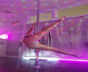 I tried a pole dance class. ? feet off the ground and pointed for you to see from brunette rides boyfriend after dance class