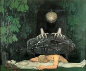 An interesting painting named Grief by Oskar Zwintscher, 1898. (Location: New Masters Gallery, Dresden). from named ki by bangla
