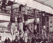 The dead body of Benito Mussolini and mistress Claretta Petacci and those of other executed fascists, on display in Milan on 29 April 1945, in Piazzale Loreto, the same place that the fascists had displayed the bodies of fifteen Milanese civilians. Photofrom sex in milan movie