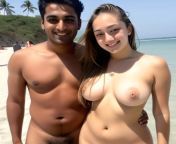 Nudist Couple at the beach from nudist family at nude beach