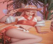Poolside Ashe skin from Overwatch by michi_kyunn from dva is wearing sleighing skin from overwatch defeated by cock cut version