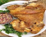 Crispy pata is a Filipino dish consisting of deep fried pig trotters or knuckles served with a soy-vinegar dip. It can be served as party fare or an everyday dish. Many restaurants serve boneless pata as a specialty. The dish is quite similar to the Germa from w9yx6xt08exi dish