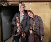 Newly married Ukrainian couple spent their first hours of marriage preparing to defend their country from newly married bhabi first