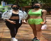 Neha Sharma and Aisha Sharma in gym outfits from jividha sharma in student