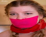 Stuffed this sweet gal&#39;s mouth with panties and taped it shut! from gagged and taped video