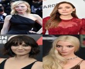 Cate Blanchett, Elizabeth Olsen, Mary Elizabeth Winstead &amp; Anya Taylor-Joy. Submisive breedable housewife, dominant lover addicted to public sex, pervy neighbour desperate for daily blowjobs, slutty maid who enjoys teasing you by going all naked aroun from elizabeth olsen all sex