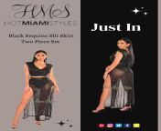 Black Sequins Slit Skirt Two Piece SetHot Miami Styles from hot namitha nude two piece