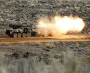 Armor Soldiers assigned to 3rd Stryker Brigade Combat Team, 2nd Infantry Division, fire their Main Gun Systems (MGS) Strykers 105 mm main gun during a live fire range 28 March 2011, at Yakima Training Center, Wash. (US Army photo) from sinister systems