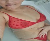 Red see through bra and panties look amazing wet from cute sexy tiktok girl wearing complete see through bra and shows pink nipples mp4