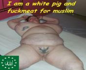 This is the kind of white pig thats been lucky enough to be used and breed by Muslims for over 10 years. When her Muslim master first took over, this pig was a skinny beautiful 18 year old that all of the white bois chased. Now after producing 10 Muslimfrom burma muslims laive